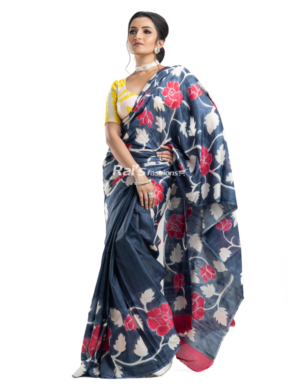 Pure Bishnupuri Silk Saree With Hand Print On All Over Body - With Silk Mark (KR2216)